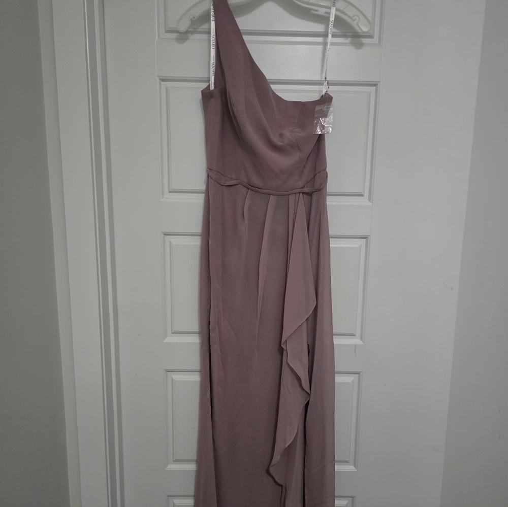 David's Bridal Mauve One-Shoulder Dress